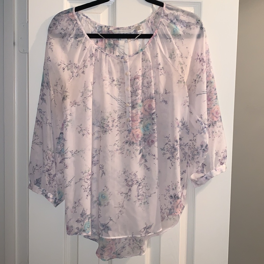 LC Lauren Conrad Pastel floral blouse